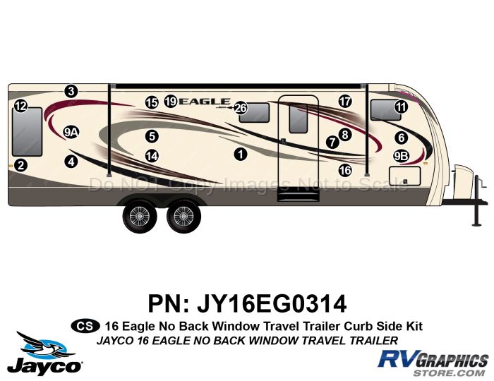 18 Piece 2016 Eagle Travel Trailer No Rear Window Curbside Graphics Kit