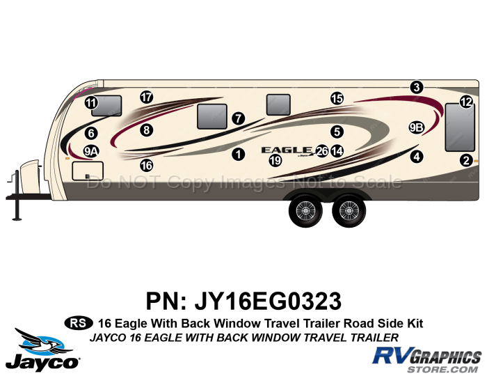 18 Piece 2016 Eagle Travel Trailer with Rear Window Roadside Graphics Kit