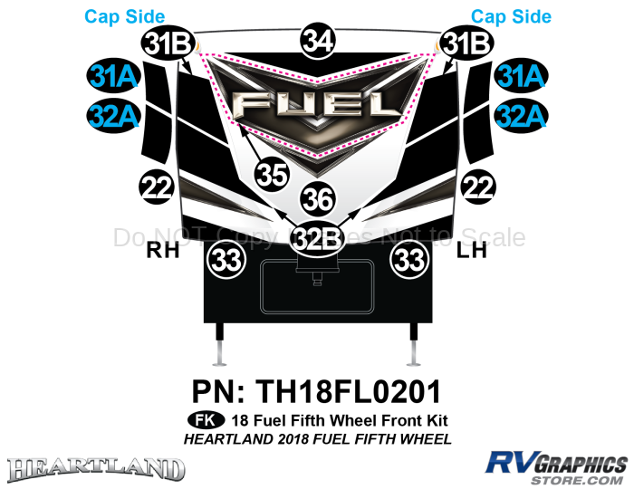 15 Piece 2018 Fuel Fifth Wheel Front Graphics Kit