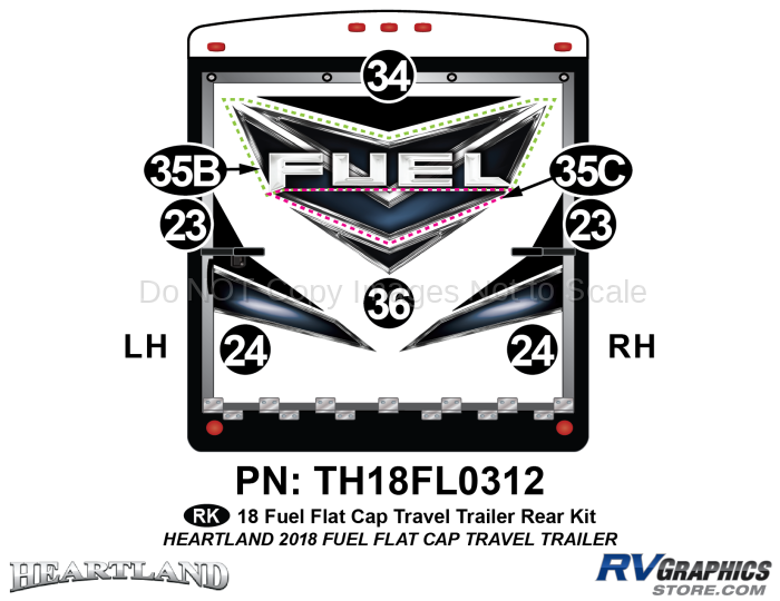 8 Piece 2018 Fuel Flat Cap Travel Trailer Rear Graphics Kit