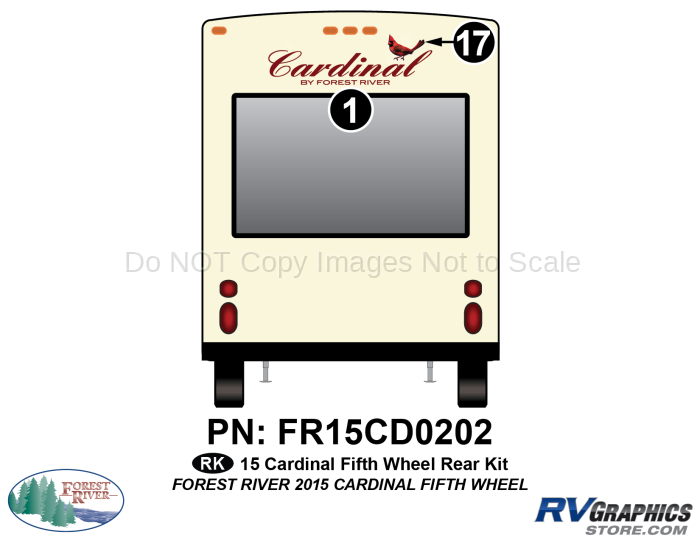 2 Piece 2015 Cardinal Fifth Wheel Rear Graphics Kit