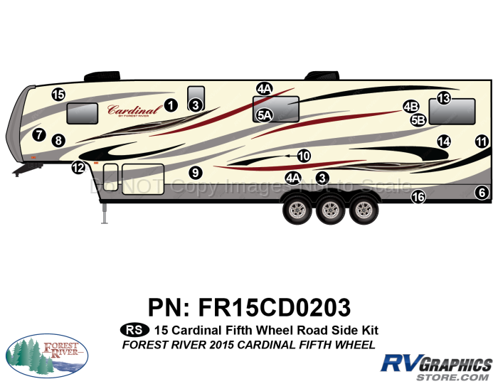 19 Piece 2015 Cardinal Fifth Wheel Roadside Graphics Kit