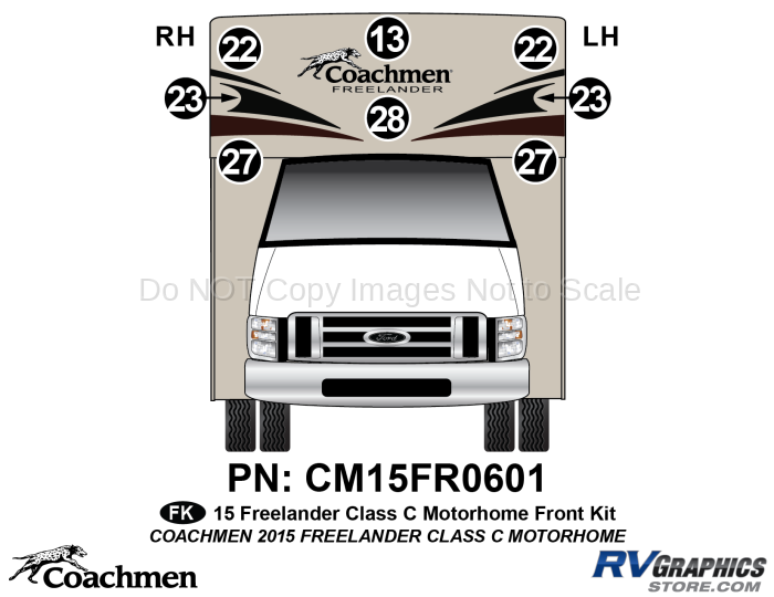 8 Piece 2015 Freelander Motorhome Front Graphics Kit