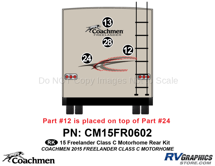 4 Piece 2015 Freelander Motorhome Rear Graphics Kit