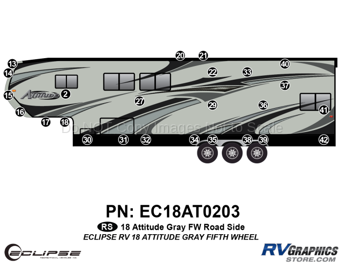 25 Piece 2018 Attitude Fifth Wheel Gray Roadside Graphics Kit