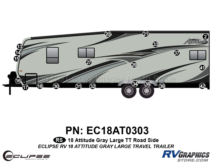 21 Piece 2018 Attitude Lg Travel Trailer Gray Roadside Graphics Kit