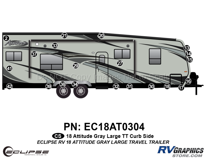 21 Piece 2018 Attitude Lg Travel Trailer Gray Curbside Graphics Kit