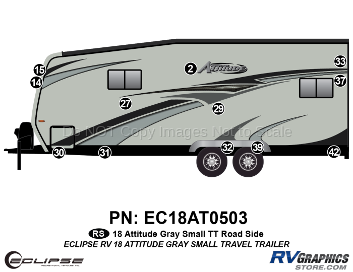 12 Piece 2018 Attitude Sm Travel Trailer Gray Roadside Graphics Kit