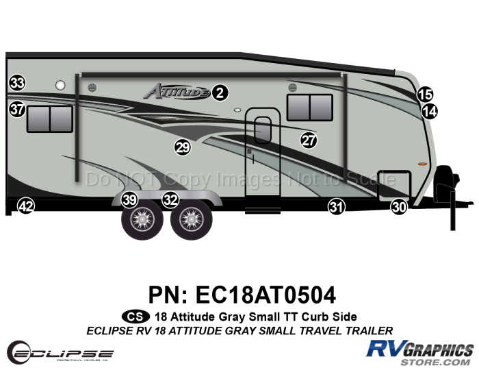 12 Piece 2018 Attitude Sm Travel Trailer Gray Curbside Graphics Kit