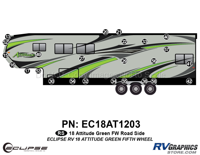 25 Piece 2018 Attitude Fifth Wheel Green Roadside Graphics Kit