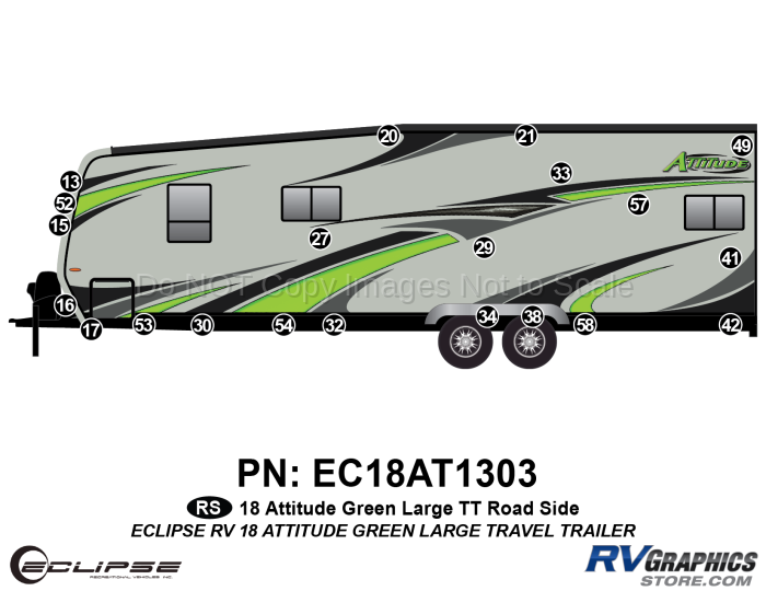 21 Piece 2018 Attitude Lg Travel Trailer Green Roadside Graphics Kit