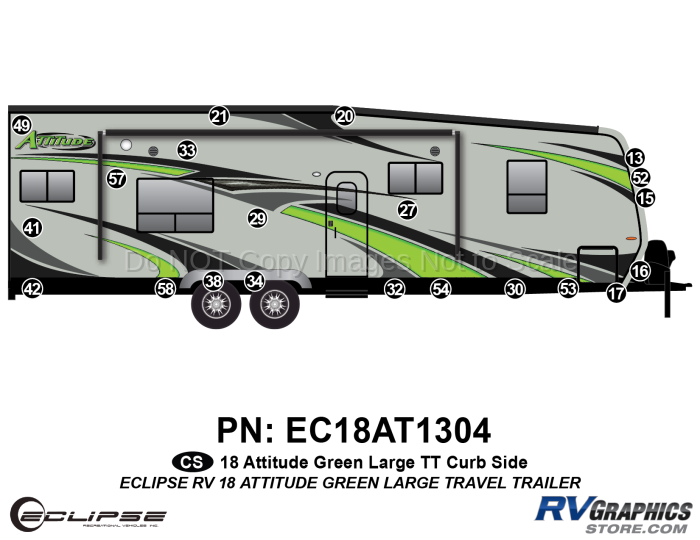 21 Piece 2018 Attitude Lg Travel Trailer Green Curbside Graphics Kit