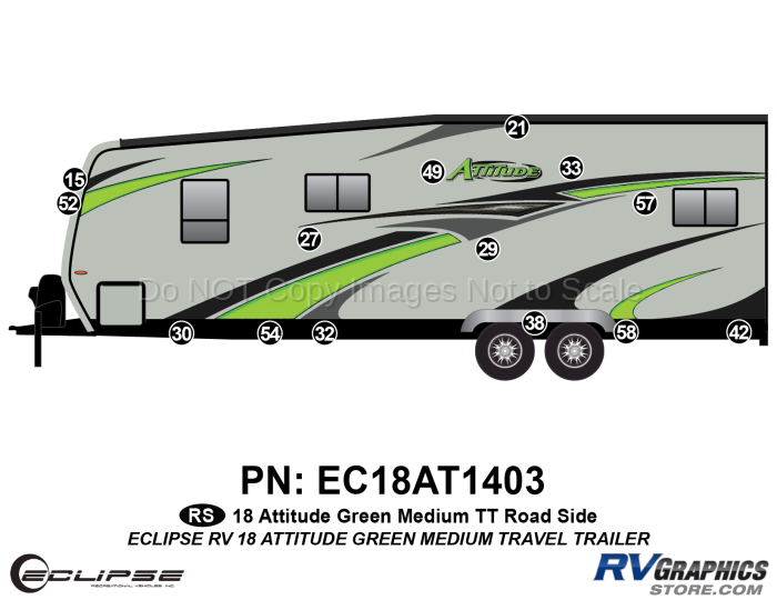 14 Piece 2018 Attitude Med Travel Trailer Green Roadside Graphics Kit