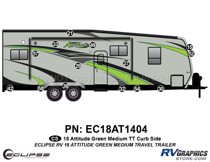 14 Piece 2018 Attitude Med Travel Trailer Green Curbside Graphics Kit