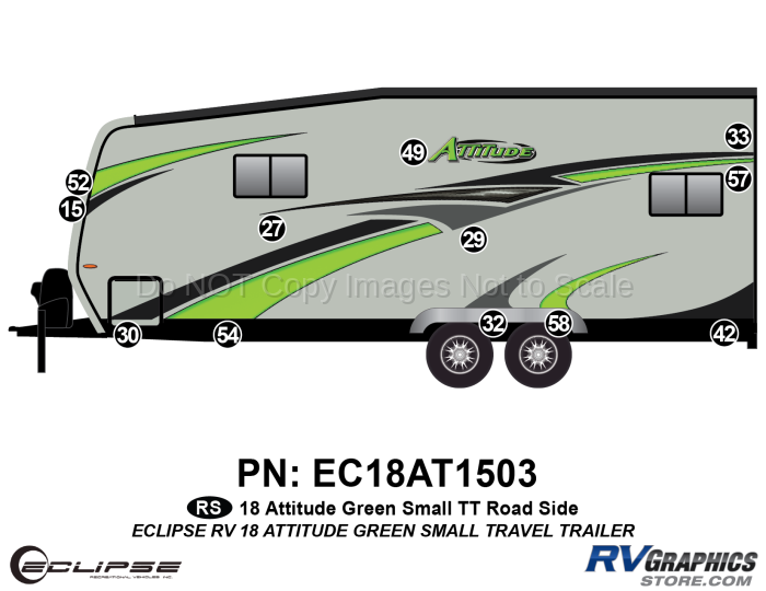 12 Piece 2018 Attitude Sm Travel Trailer Green Roadside Graphics Kit