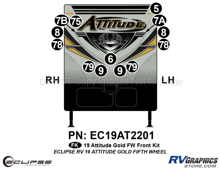 13 Piece 2019 Attitude Fifth Wheel  Gold Front Graphics Kit