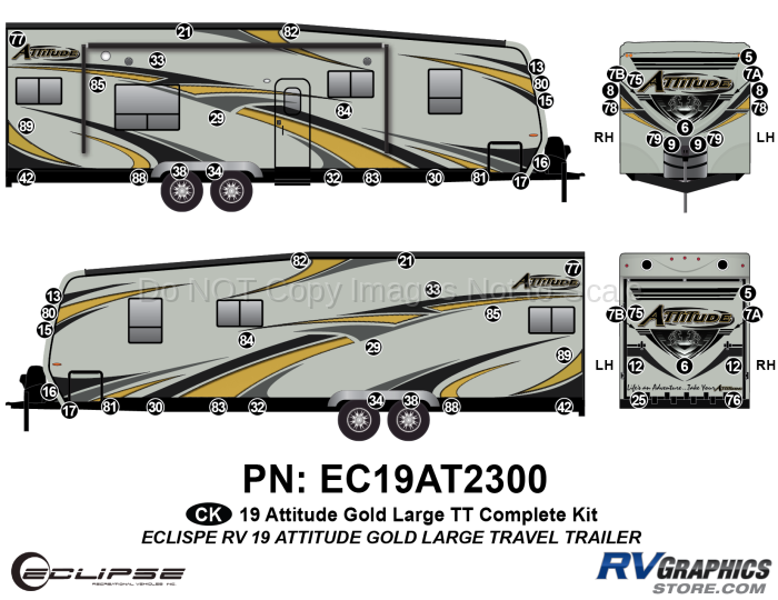 64 Piece 2019 Attitude Lg Travel Trailer Complete Graphics Kit