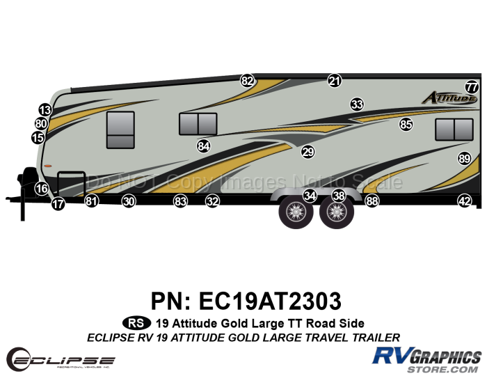 21 Piece 2019 Attitude Lg Travel Trailer Gold Roadside Graphics Kit