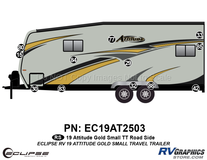 12 Piece 2019 Attitude Medium Travel Trailer Gold Roadside Graphics Kit