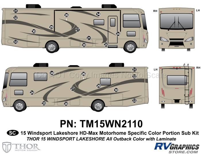 22 Piece 2015 Windsport MH Laminated Outback Only Graphics Sub Kit