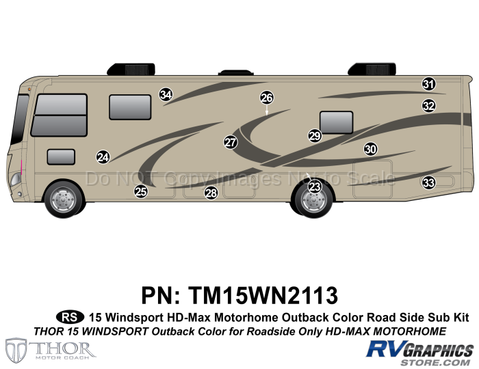 11 Piece 2015 Windsport MH Laminated Outback Only Roadside Graphics Sub Kit