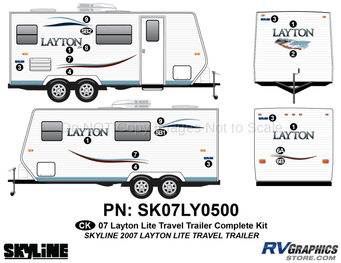 20 Piece 2007 Layton Lite Travel Trailer Complete Graphics Kit