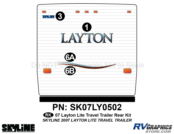 4 Piece 2007 Layton Lite Travel Trailer Rear Graphics Kit