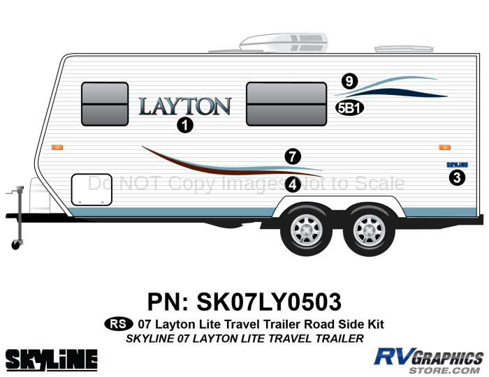 6 Piece 2007 Layton Lite Travel Trailer Roadside Graphics Kit