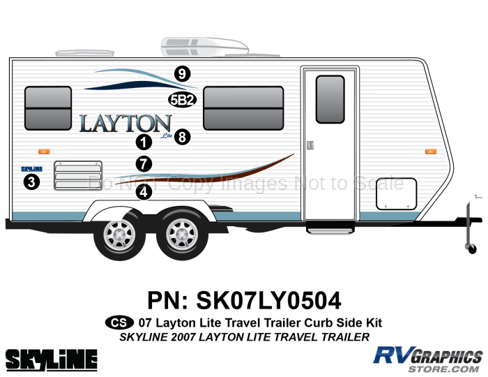 7 Piece 2007 Layton Lite Travel Trailer Curbside Graphics Kit