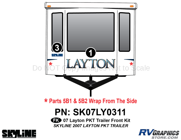 3 Piece 2007 Layton Park Model Trailer Front Graphics Kit