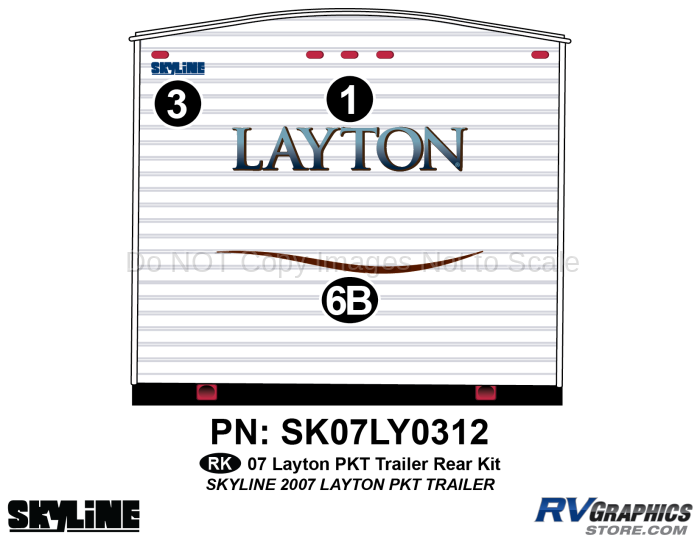 4 Piece 2007 Layton Park Model Trailer Rear Graphics Kit