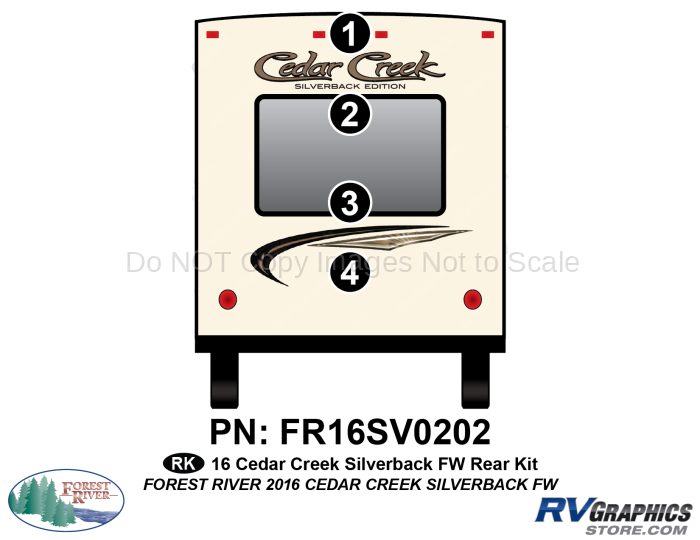 4 Piece 2016 Cedar Creek Silverback Edition Fifth Wheel Rear Graphics Kit