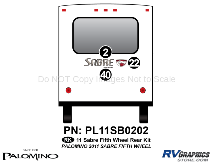 3 Piece 2011 Sabre Fifth Wheel Rear Graphics Kit