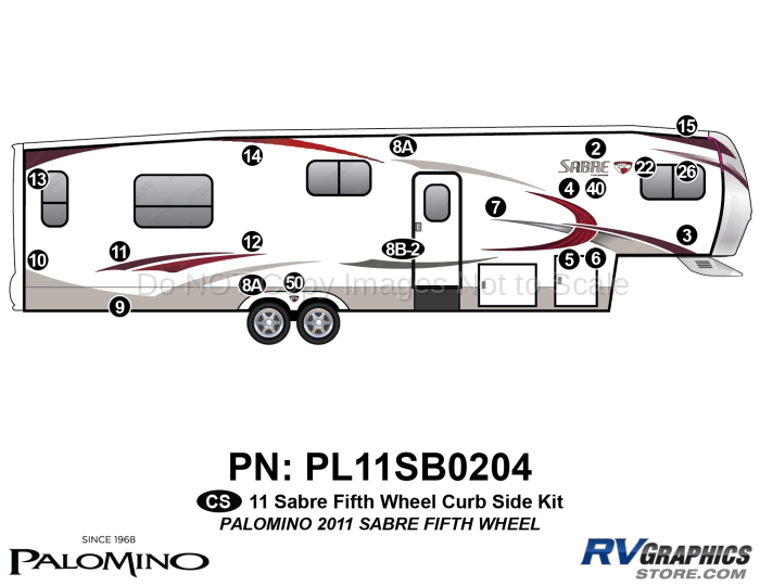 20 Piece 2011 Sabre Fifth Wheel Curbside Graphics Kit