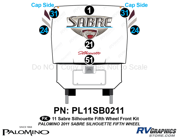 7 Piece 2011 Sabre Silhouette Fifth Wheel Front Graphics Kit