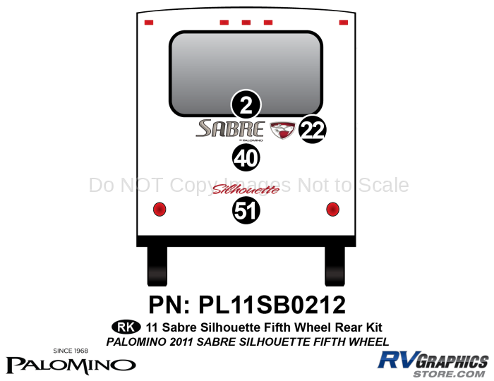 4 Piece 2011 Sabre Silhouette Fifth Wheel Rear Graphics Kit