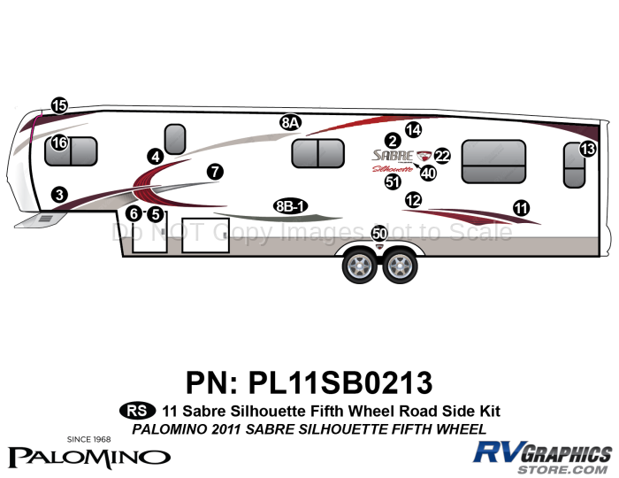 18 Piece 2011 Sabre Silhouette Fifth Wheel Roadside Graphics Kit