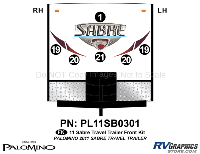 6 Piece 2011 Sabre Travel  Trailer Front Graphics Kit