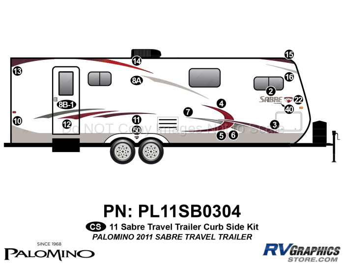 18 Piece 2011 Sabre Travel  Trailer Curbside Graphics Kit