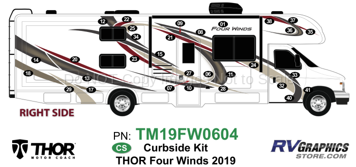 31 Piece 2019 Four Winds Motorhome Standard Version Curbside Graphics Kit