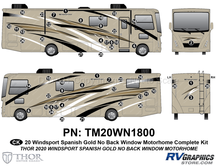 53 Piece 2020 Windsport Motorhome Spanish Gold Complete Graphics Kit NRW