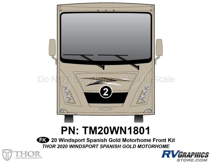 1 Piece 2020 Windsport Motorhome Spanish Gold Front Graphics Kit