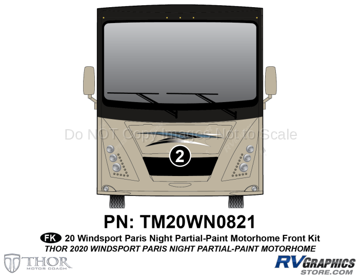 1 Piece 2020 Windsport Motorhome Paris Night Front Graphics Kit