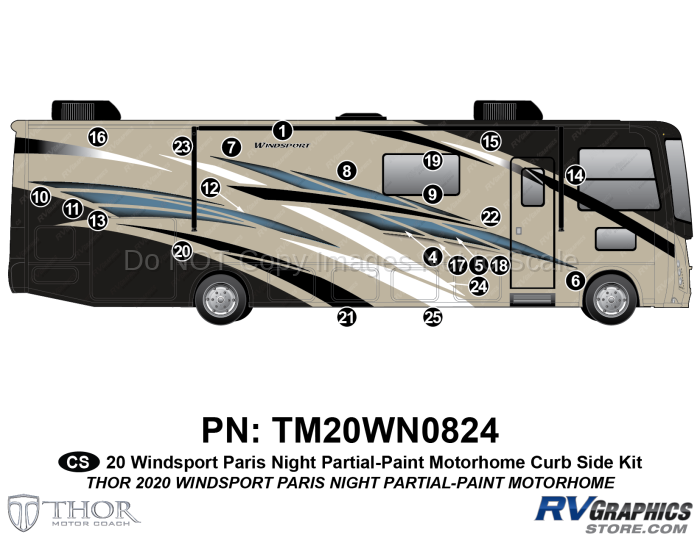 23 Piece 2020 Windsport Motorhome Paris Night Curbside Graphics Kit