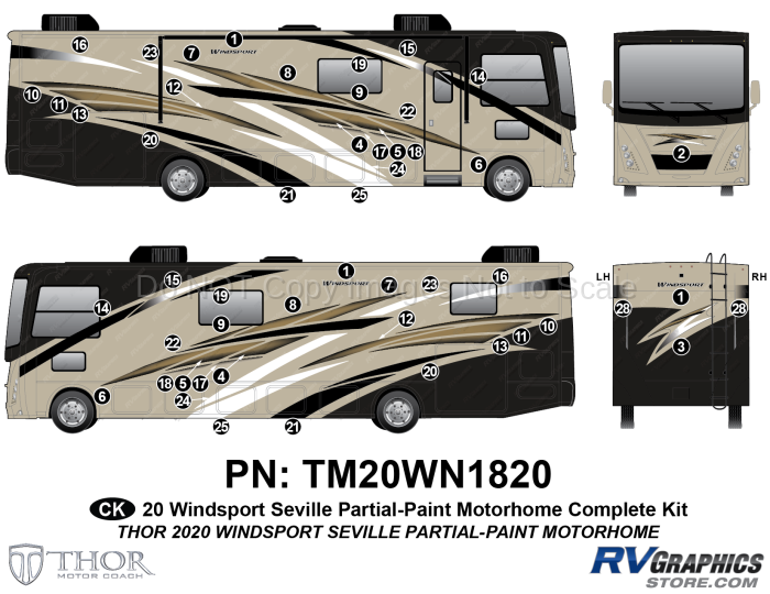 51 Piece 2020 Windsport Motorhome Seville Complete Graphics Kit