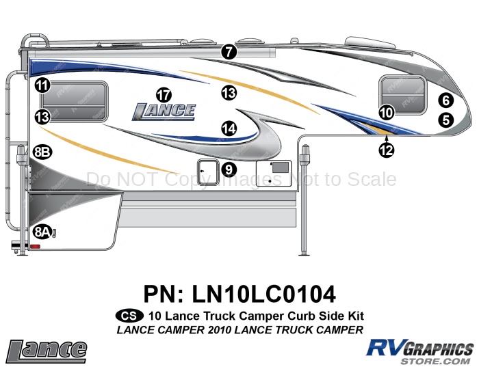 13 Piece 2010 Lance Truck Camper Curbside Graphics Kit