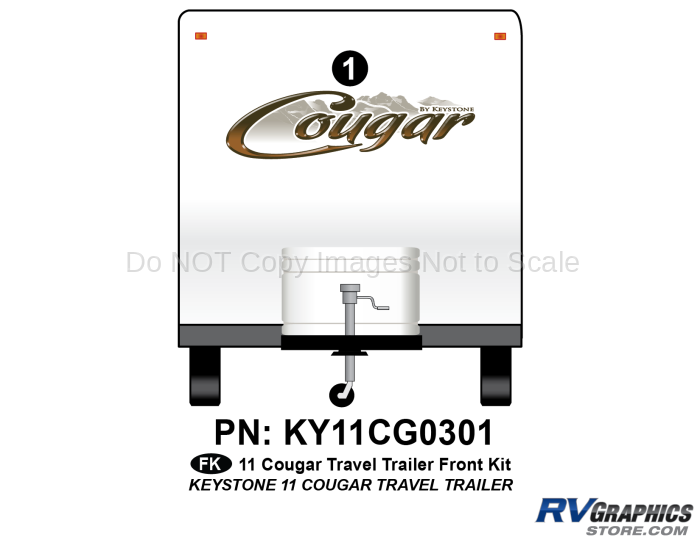 1 Piece 2011 Cougar Travel Trailer Front Graphics Kit