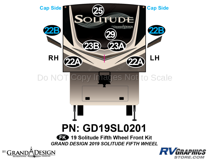 8 Piece 2019 Solitude Fifth Wheel Front Graphics Kit