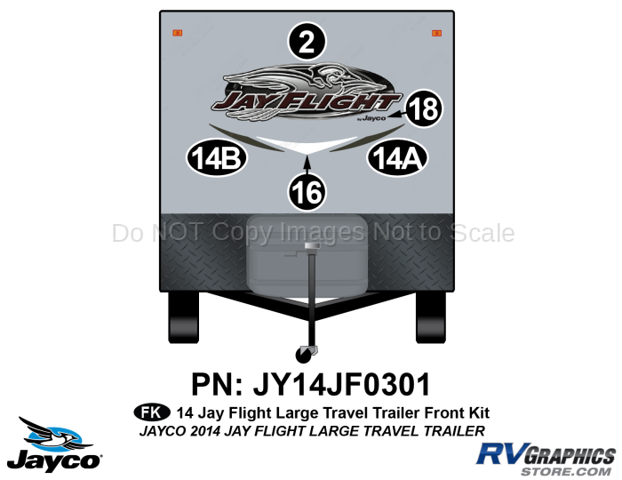 5 Piece 2014 Jay Flight Large Travel Trailer Front Graphics Kit