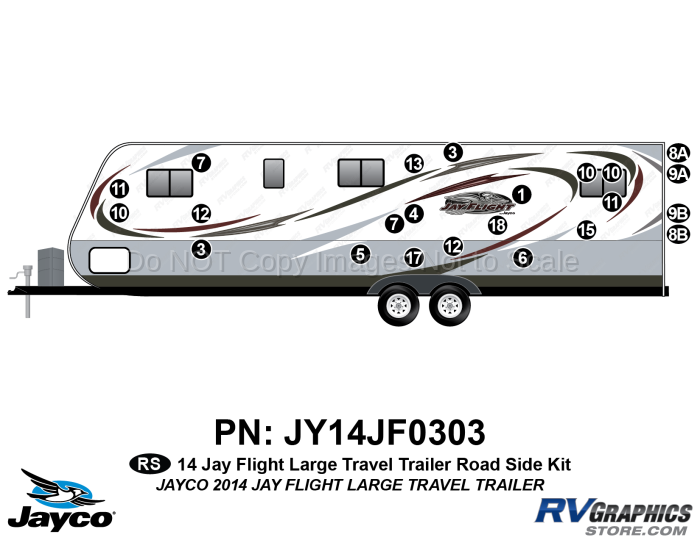 22 Piece 2014 Jay Flight Large Travel Trailer Roadside Graphics Kit